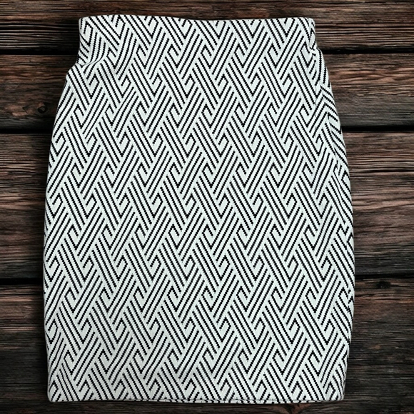 Philosophy Republic Black White Geometric Textured Pencil Skirt Size 8 Mod Chic - Picture 1 of 8